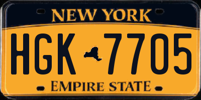 NY license plate HGK7705