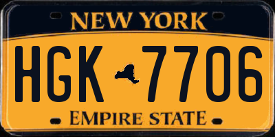 NY license plate HGK7706