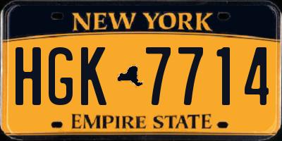 NY license plate HGK7714