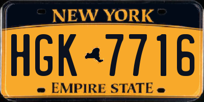 NY license plate HGK7716
