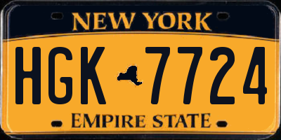NY license plate HGK7724
