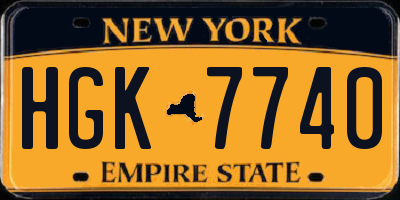 NY license plate HGK7740