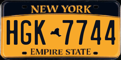 NY license plate HGK7744