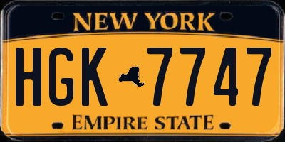 NY license plate HGK7747