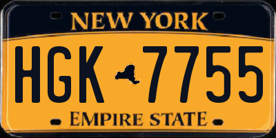 NY license plate HGK7755
