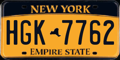 NY license plate HGK7762