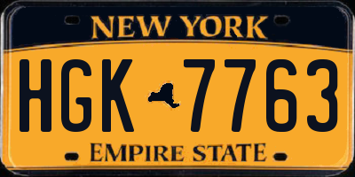 NY license plate HGK7763