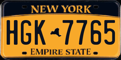 NY license plate HGK7765