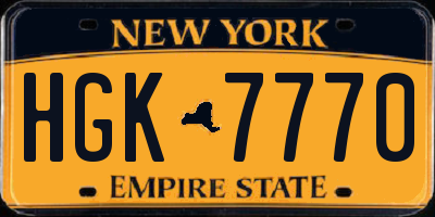 NY license plate HGK7770