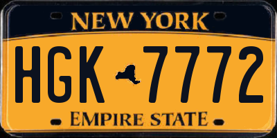 NY license plate HGK7772