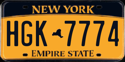 NY license plate HGK7774