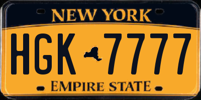 NY license plate HGK7777