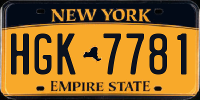 NY license plate HGK7781