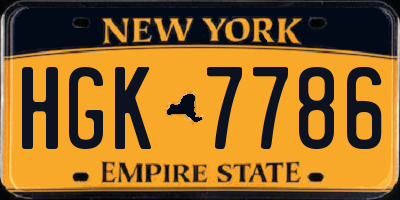 NY license plate HGK7786