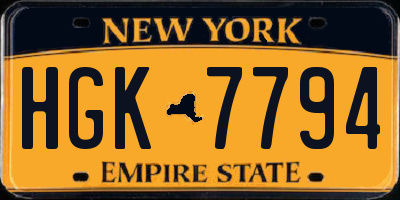 NY license plate HGK7794