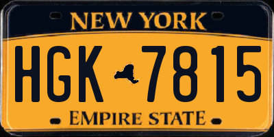 NY license plate HGK7815