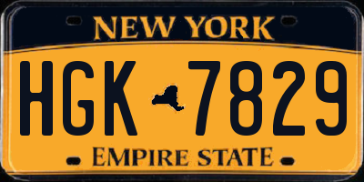 NY license plate HGK7829