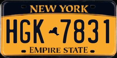 NY license plate HGK7831