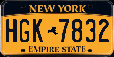 NY license plate HGK7832