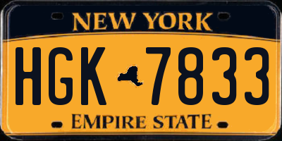 NY license plate HGK7833