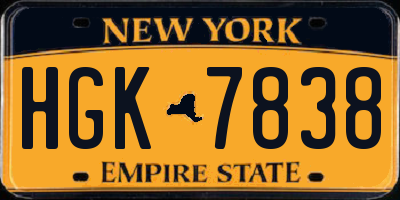 NY license plate HGK7838