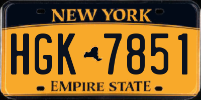 NY license plate HGK7851