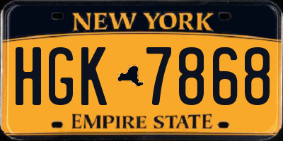 NY license plate HGK7868