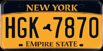 NY license plate HGK7870