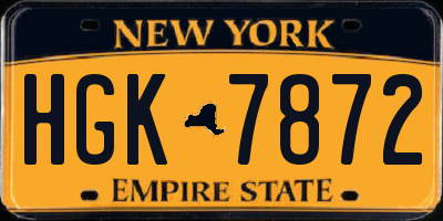 NY license plate HGK7872