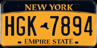 NY license plate HGK7894