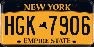 NY license plate HGK7906