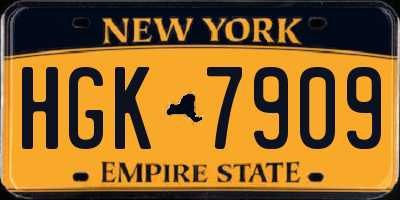NY license plate HGK7909