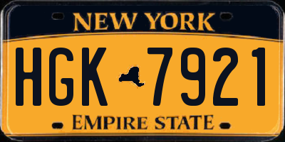 NY license plate HGK7921