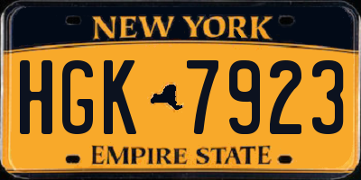 NY license plate HGK7923