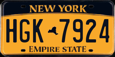 NY license plate HGK7924