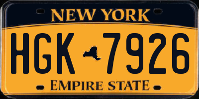 NY license plate HGK7926