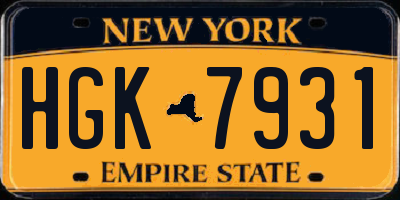 NY license plate HGK7931