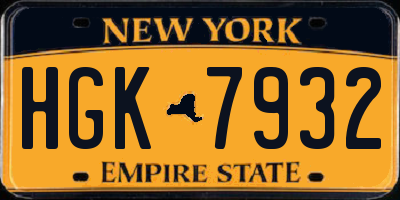 NY license plate HGK7932
