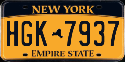 NY license plate HGK7937
