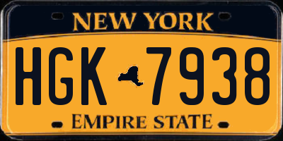 NY license plate HGK7938