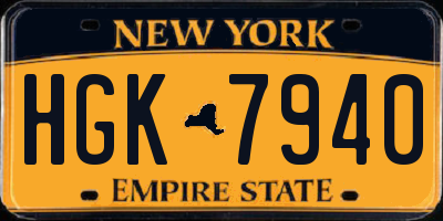 NY license plate HGK7940
