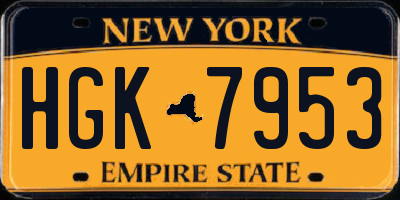 NY license plate HGK7953