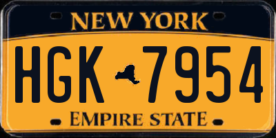 NY license plate HGK7954