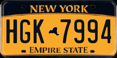 NY license plate HGK7994