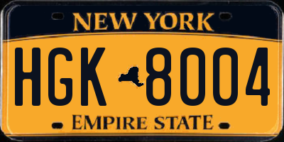 NY license plate HGK8004
