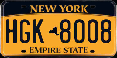 NY license plate HGK8008