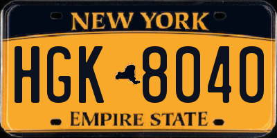 NY license plate HGK8040