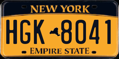 NY license plate HGK8041