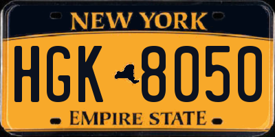 NY license plate HGK8050