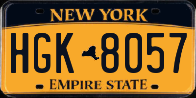 NY license plate HGK8057